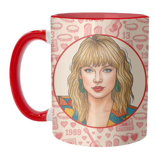 Tay Toile Red - unique mug by Ms Doodle