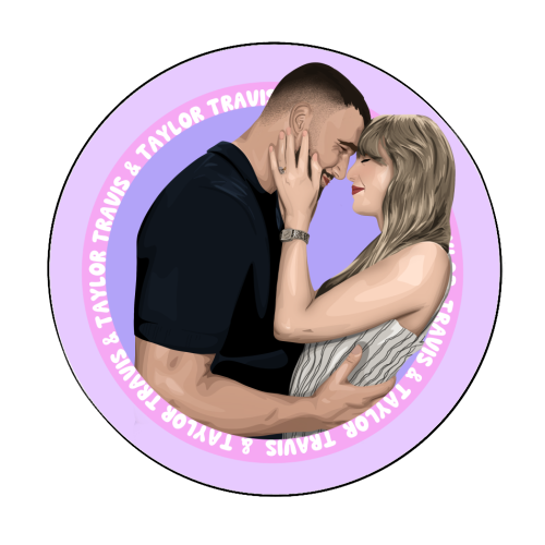 Taylor and Travis - Circle Sticker by Pink and Pip