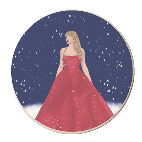 Taylor Christmas Era Print - personalised beer coaster by Drawings by Firefly