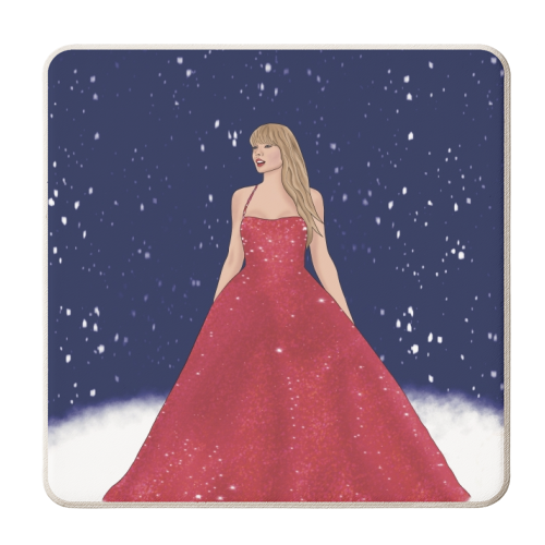 Taylor Christmas Era Print - personalised beer coaster by Drawings by Firefly