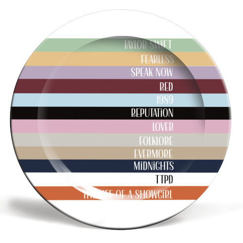 Taylor Eras stripes - ceramic dinner plate by Giddy Kipper