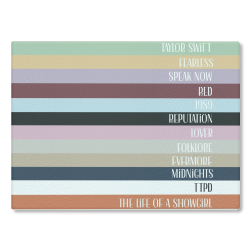 Taylor Eras stripes - glass chopping board by Giddy Kipper