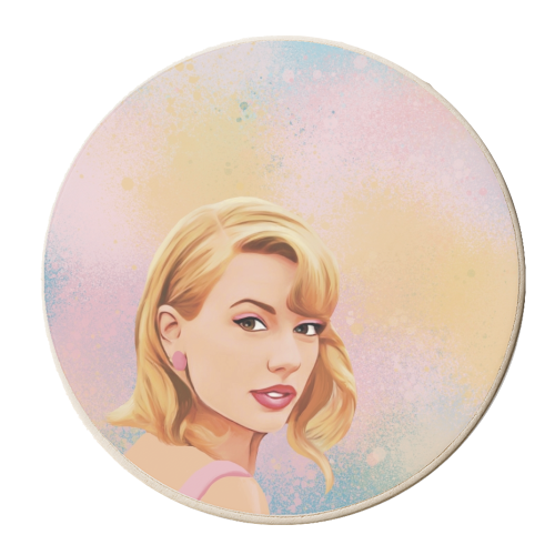 Taylor in pastels - personalised beer coaster by Giddy Kipper