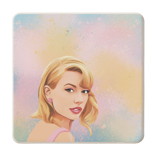Taylor in pastels - personalised beer coaster by Giddy Kipper