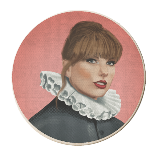 Taylor Renaissance Portrait Illustration - personalised beer coaster by AbiGoLucky