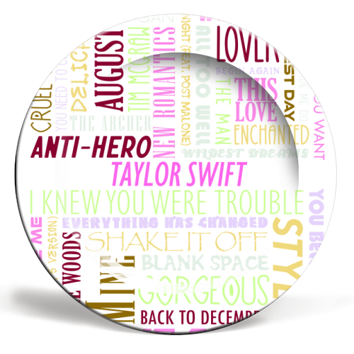 Taylor Songs - ceramic dinner plate by All About Words Designs