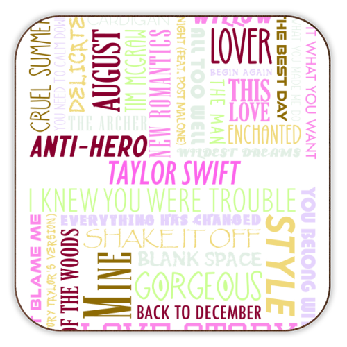 Taylor Songs - personalised beer coaster by All About Words Designs