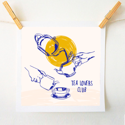 Tea Lovers Club Line Art Illustration - A1 - A4 art print by EZbie