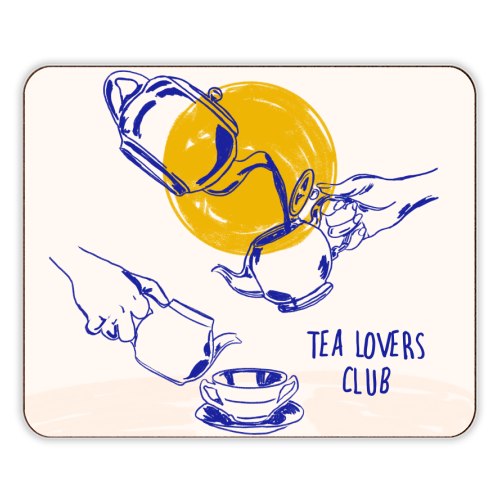 Tea Lovers Club Line Art Illustration - designer placemat by EZbie