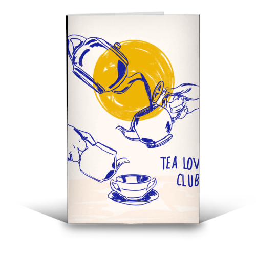 Tea Lovers Club Line Art Illustration - funny greeting card by EZbie