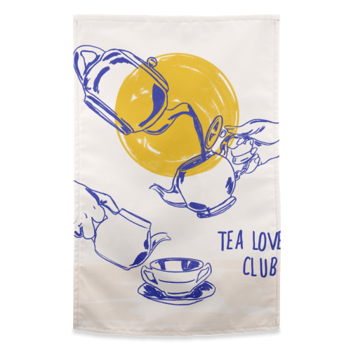 Tea Lovers Club Line Art Illustration - funny tea towel by EZbie