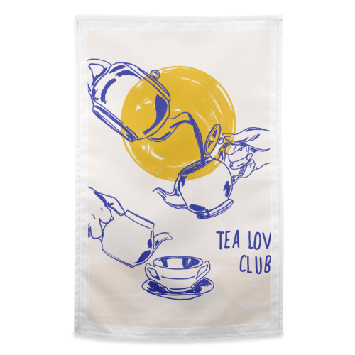 Tea Lovers Club Line Art Illustration - funny tea towel by EZbie