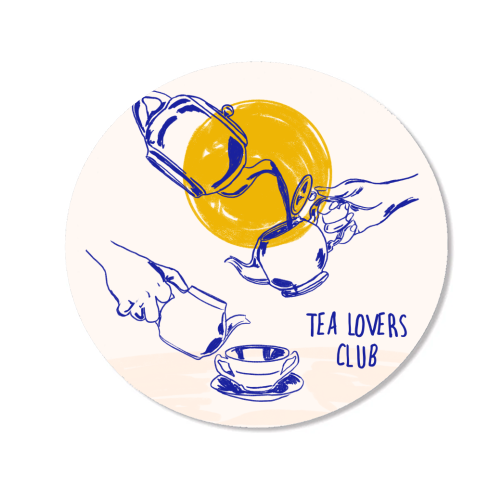 Tea Lovers Club Line Art Illustration - Magnet by EZbie