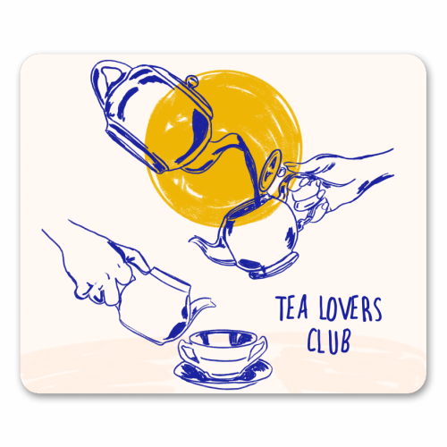 Tea Lovers Club Line Art Illustration - mouse mat by EZbie