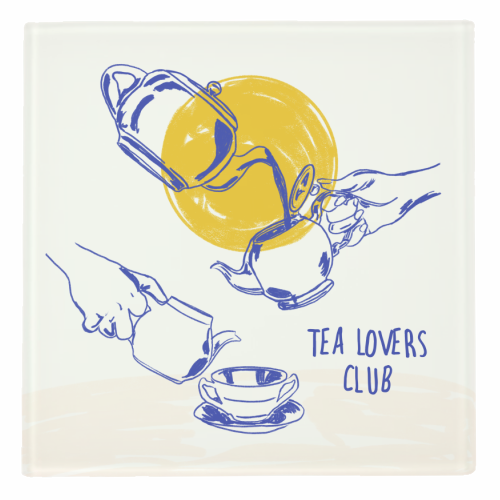 Tea Lovers Club Line Art Illustration - personalised beer coaster by EZbie
