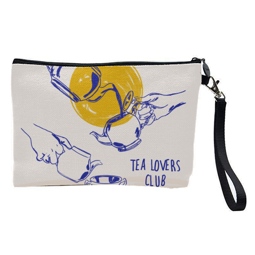 Tea Lovers Club Line Art Illustration - pretty makeup bag by EZbie
