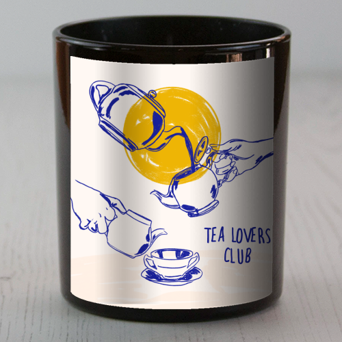Tea Lovers Club Line Art Illustration - scented candle by EZbie