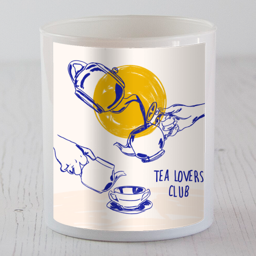 Tea Lovers Club Line Art Illustration - scented candle by EZbie