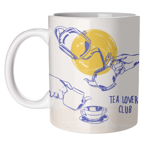 Tea Lovers Club Line Art Illustration - unique mug by EZbie