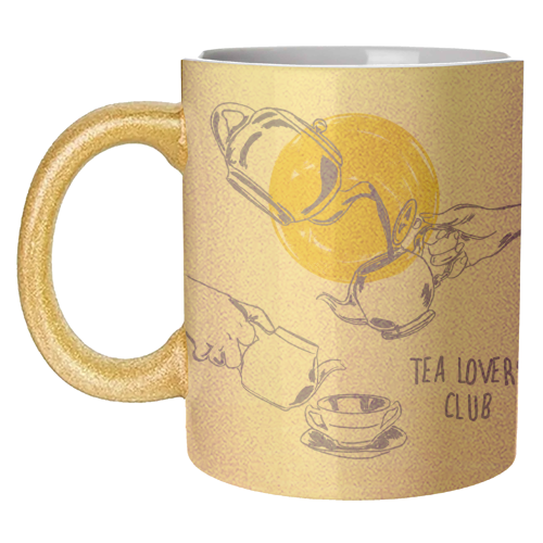Tea Lovers Club Line Art Illustration - unique mug by EZbie