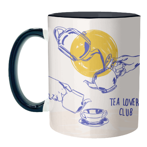 Tea Lovers Club Line Art Illustration - unique mug by EZbie