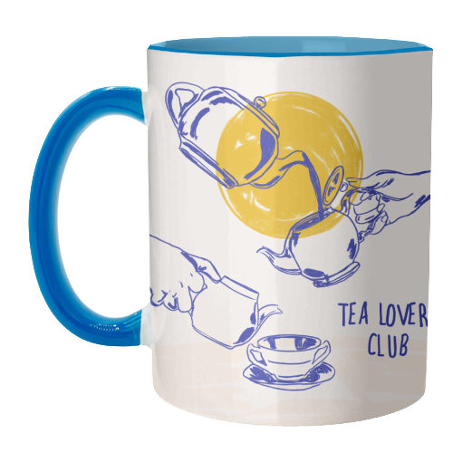 Tea Lovers Club Line Art Illustration - unique mug by EZbie