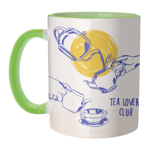 Tea Lovers Club Line Art Illustration - unique mug by EZbie
