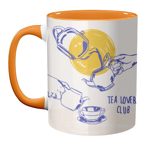 Tea Lovers Club Line Art Illustration - unique mug by EZbie