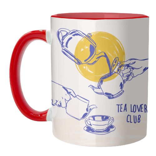 Tea Lovers Club Line Art Illustration - unique mug by EZbie