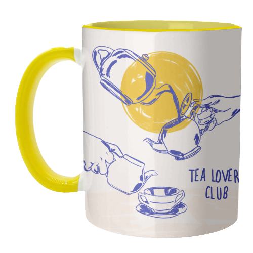 Tea Lovers Club Line Art Illustration - unique mug by EZbie