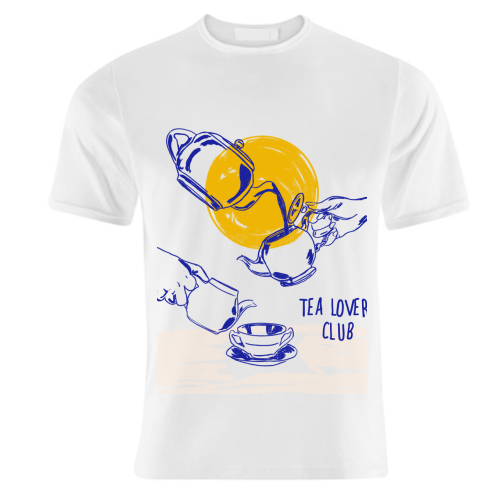 Tea Lovers Club Line Art Illustration - unique t shirt by EZbie