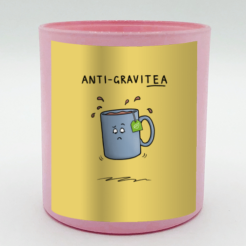 Tea Pun Cartoon - Anti Gravit-tea - scented candle by Carl Batterbee
