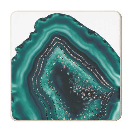 Teal Agate Rose Gold Glitter Glam #1 #gem #decor #art - personalised beer coaster by Anita Bella Jantz