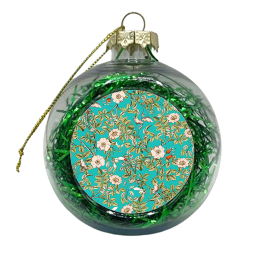 Teal Botanical - xmas bauble by Uma Prabhakar Gokhale