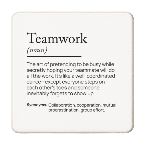 Teamwork Definition Office Decor Company Team - personalised beer coaster by skattia ilie