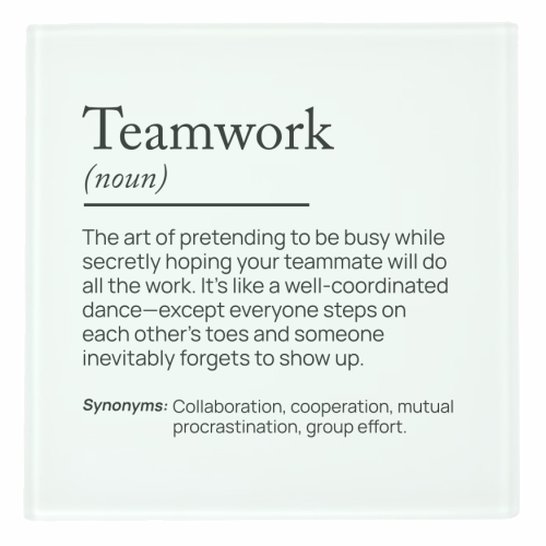 Teamwork Definition Office Decor Company Team - personalised beer coaster by skattia ilie