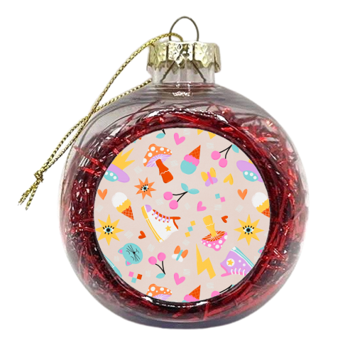 Teens Pastel Nostalgic Doodles - xmas bauble by Ania Wieclaw