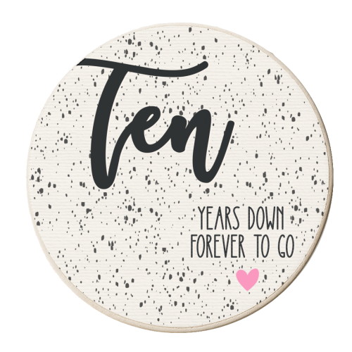 Ten Years Anniversary Design - personalised beer coaster by Lisa Wardle