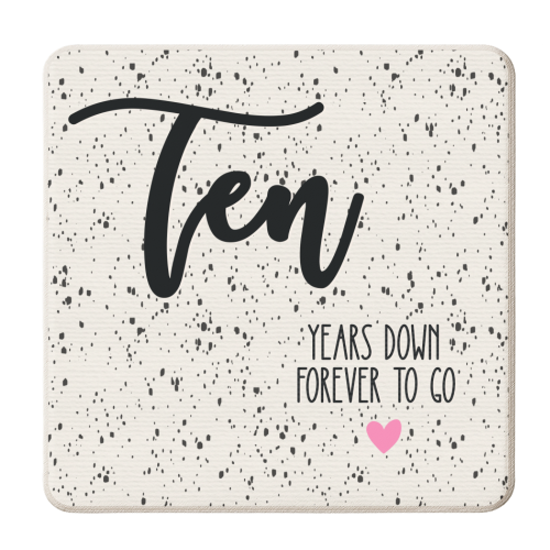 Ten Years Anniversary Design - personalised beer coaster by Lisa Wardle
