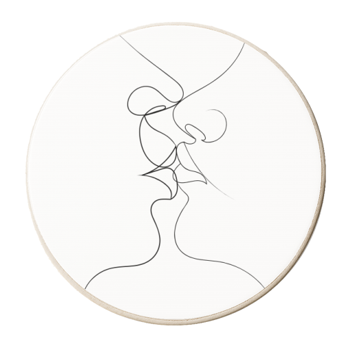 Tender Kiss on White - personalised beer coaster by Adam Regester