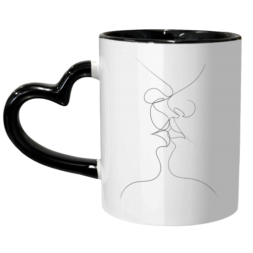 Tender Kiss on White - unique mug by Adam Regester