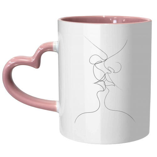 Tender Kiss on White - unique mug by Adam Regester