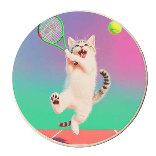Tennis Kitty - personalised beer coaster by DejaReve