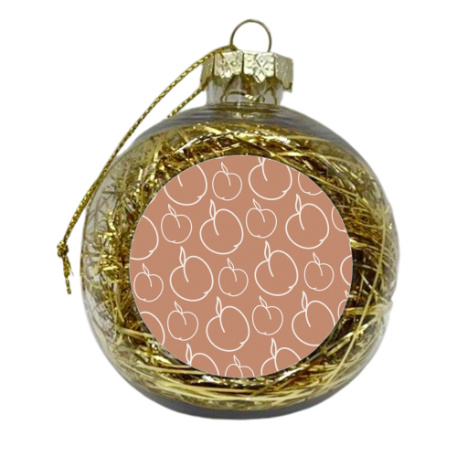 Terracotta Peach Pattern - xmas bauble by The Girl Next Draw
