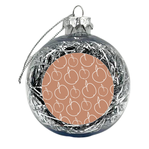 Terracotta Peach Pattern - xmas bauble by The Girl Next Draw