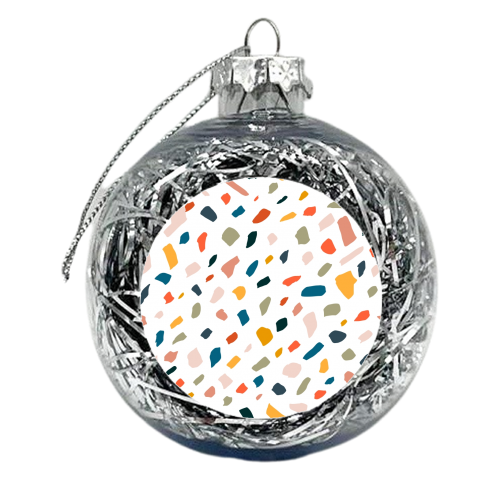 Terrazzo, Abstract Quirky Shapes Bohemian Modern Pattern Confetti Celebration Random Colorful Shapes - xmas bauble by Uma Prabhakar Gokhale