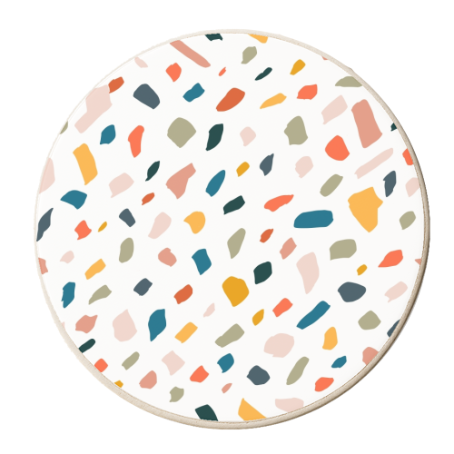 Terrazzo, Abstract Quirky Shapes Bohemian Modern Pattern Confetti Celebration Random Colorful Shapes - personalised beer coaster by Uma Prabhakar Gokhale