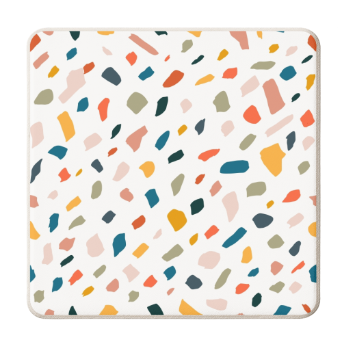 Terrazzo, Abstract Quirky Shapes Bohemian Modern Pattern Confetti Celebration Random Colorful Shapes - personalised beer coaster by Uma Prabhakar Gokhale