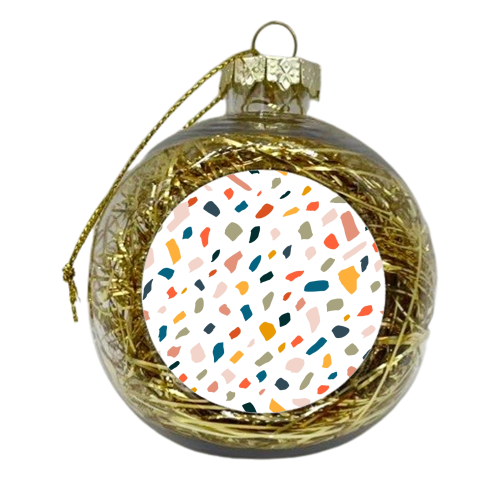 Terrazzo, Abstract Quirky Shapes Bohemian Modern Pattern Confetti Celebration Random Colorful Shapes - xmas bauble by Uma Prabhakar Gokhale