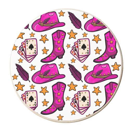 Texas Hold Em Cowgirl Pattern - personalised beer coaster by PixieDrew